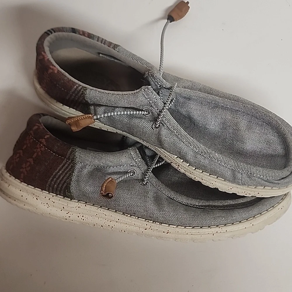 Hey Dude casual Wally Funk Baja gray slip on shoes. Size 10M.  Comfortable.